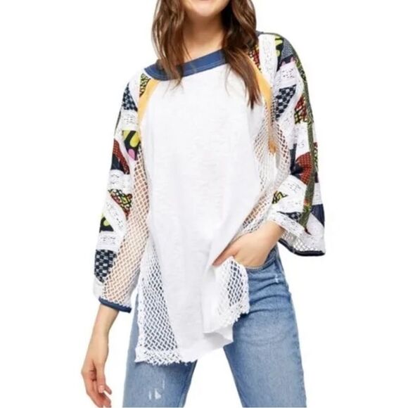 NWT Free People We the Free Serengeti Mixed Media Top - Picture 2 of 13